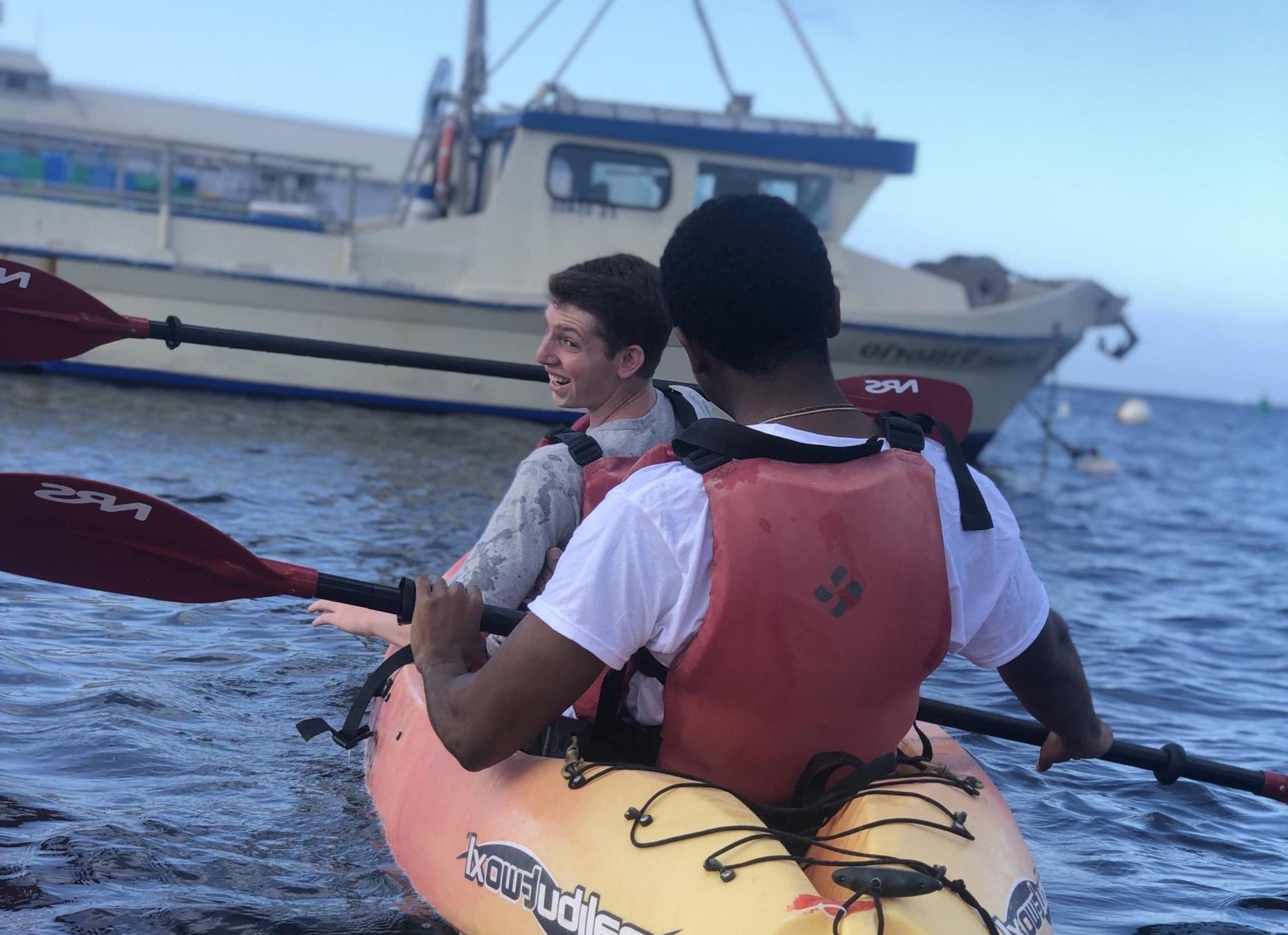 Two men kayaking